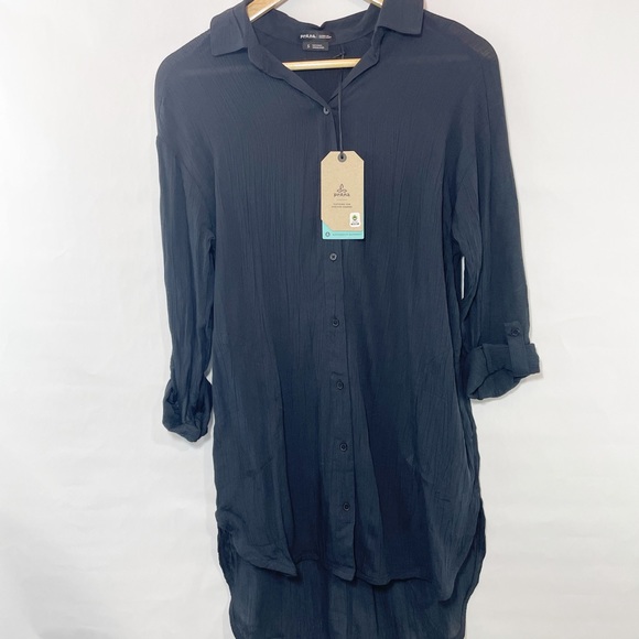 Prana scheena black shirt long sleeve light button down swimsuit cover up - Picture 12 of 12